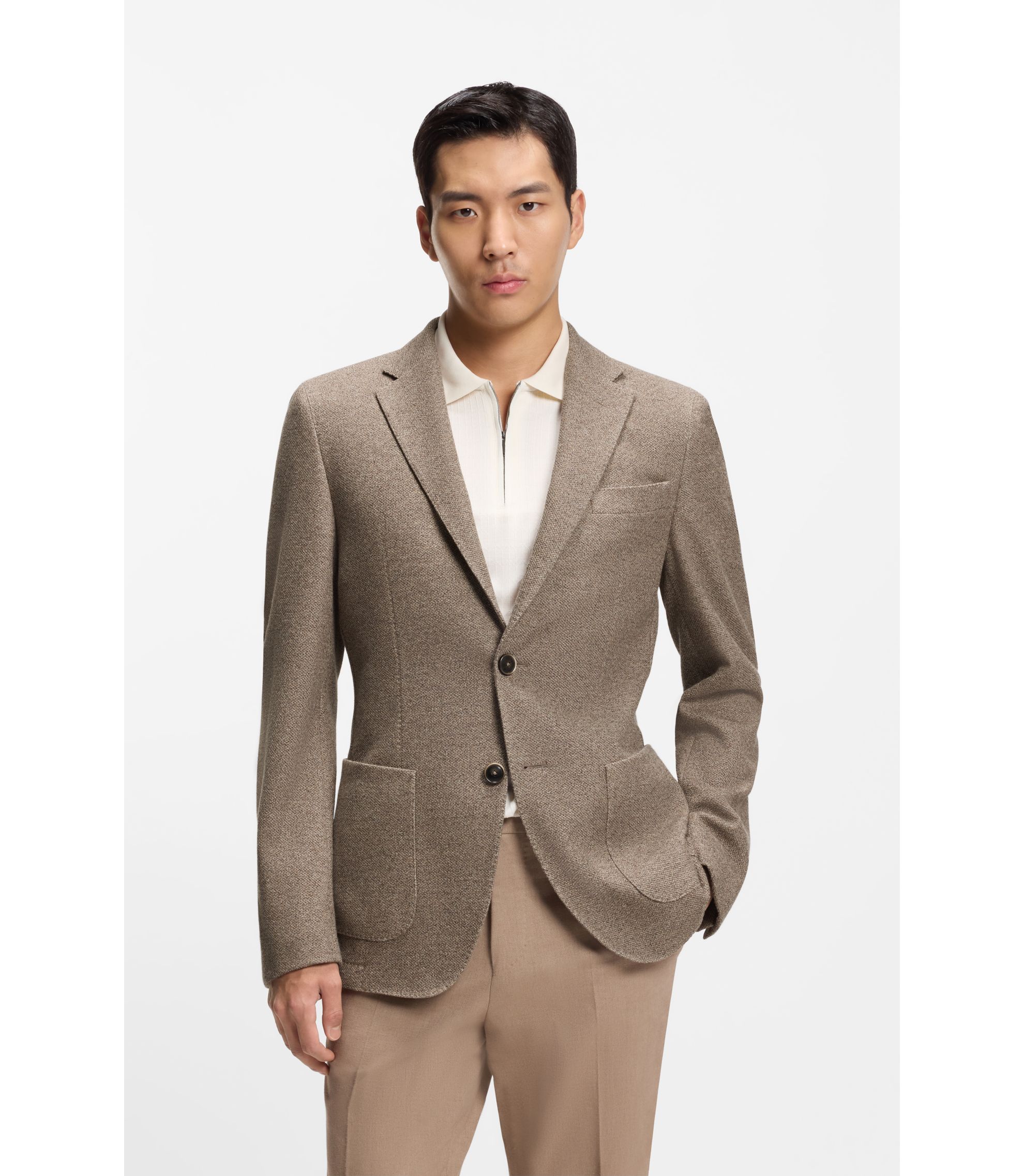 Fein gemustertes Slim-Fit Sakko aus Baumwolle