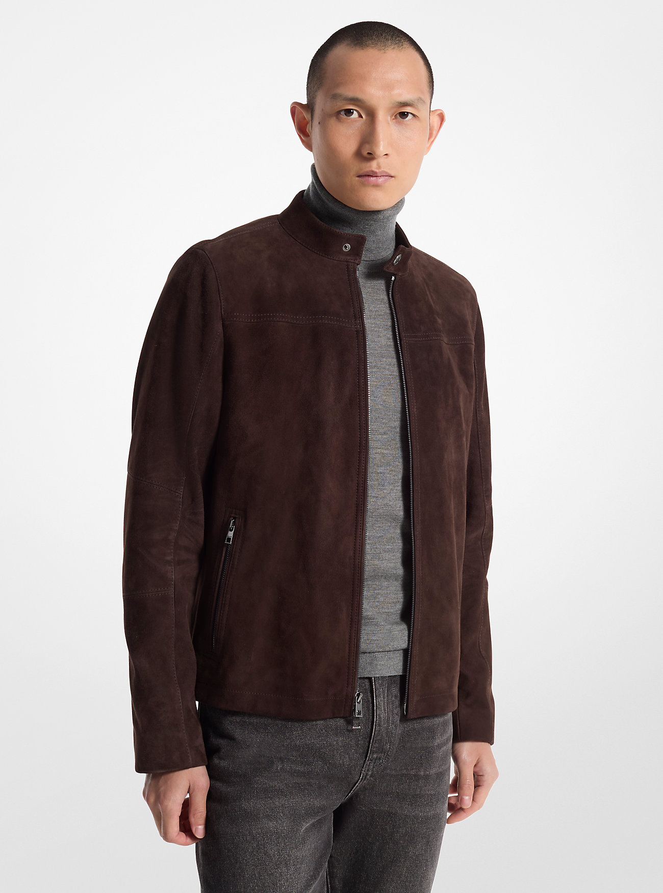 MK Bikerjacke Aus Wildleder - Braun