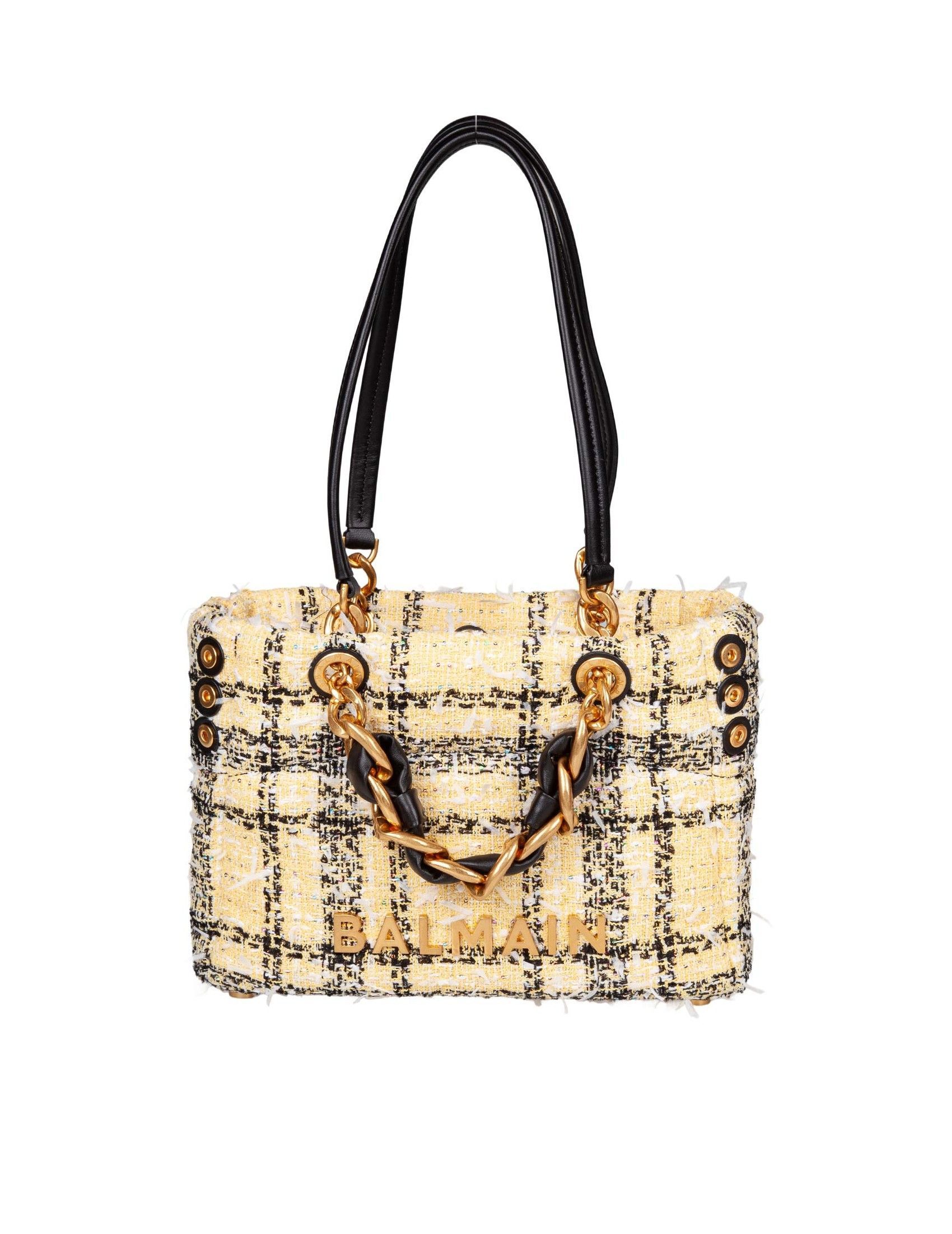 Balmain 1945 Soft Cabas Kleine Tartan-handtasche