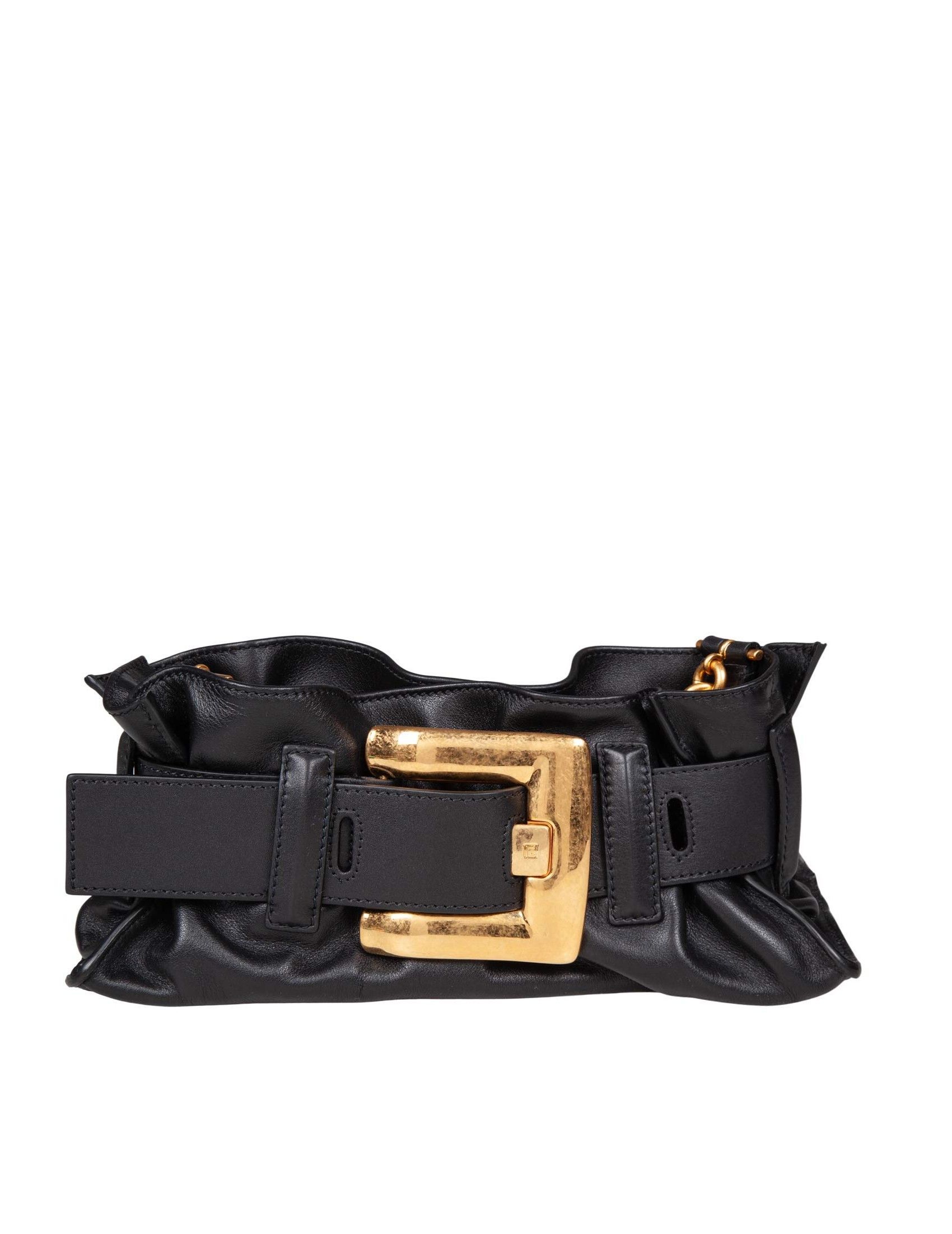 Balmain Mini Lederhandtasche - Schwarz