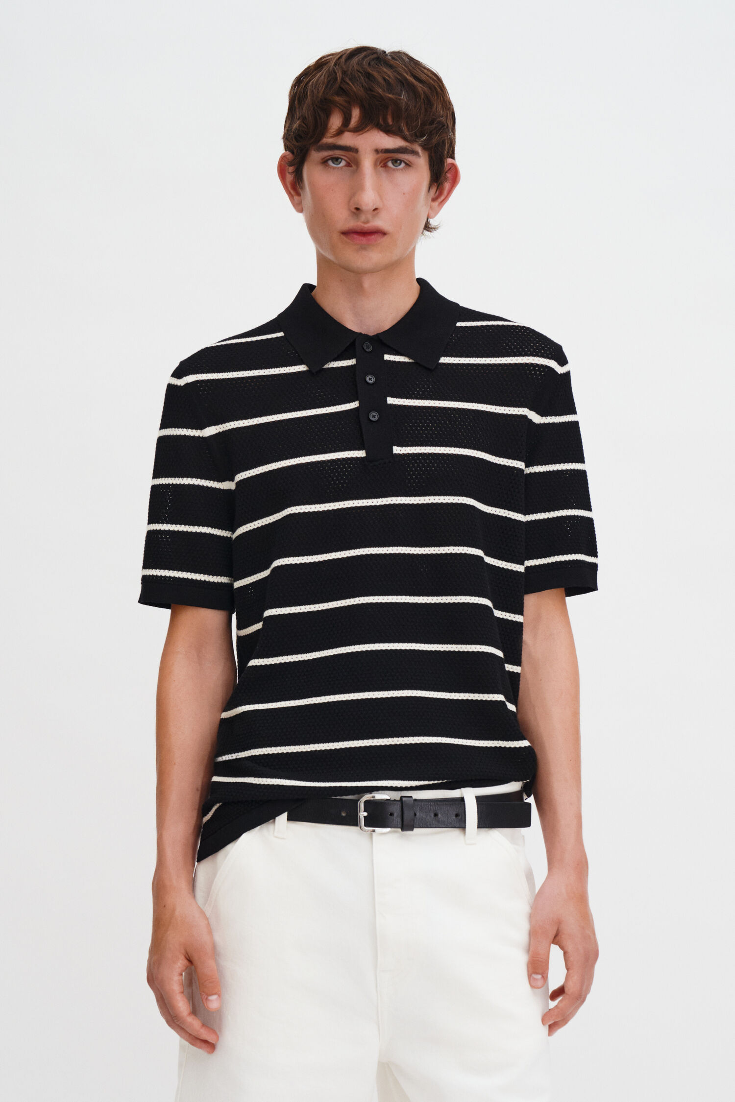 Striped Mesh Polo