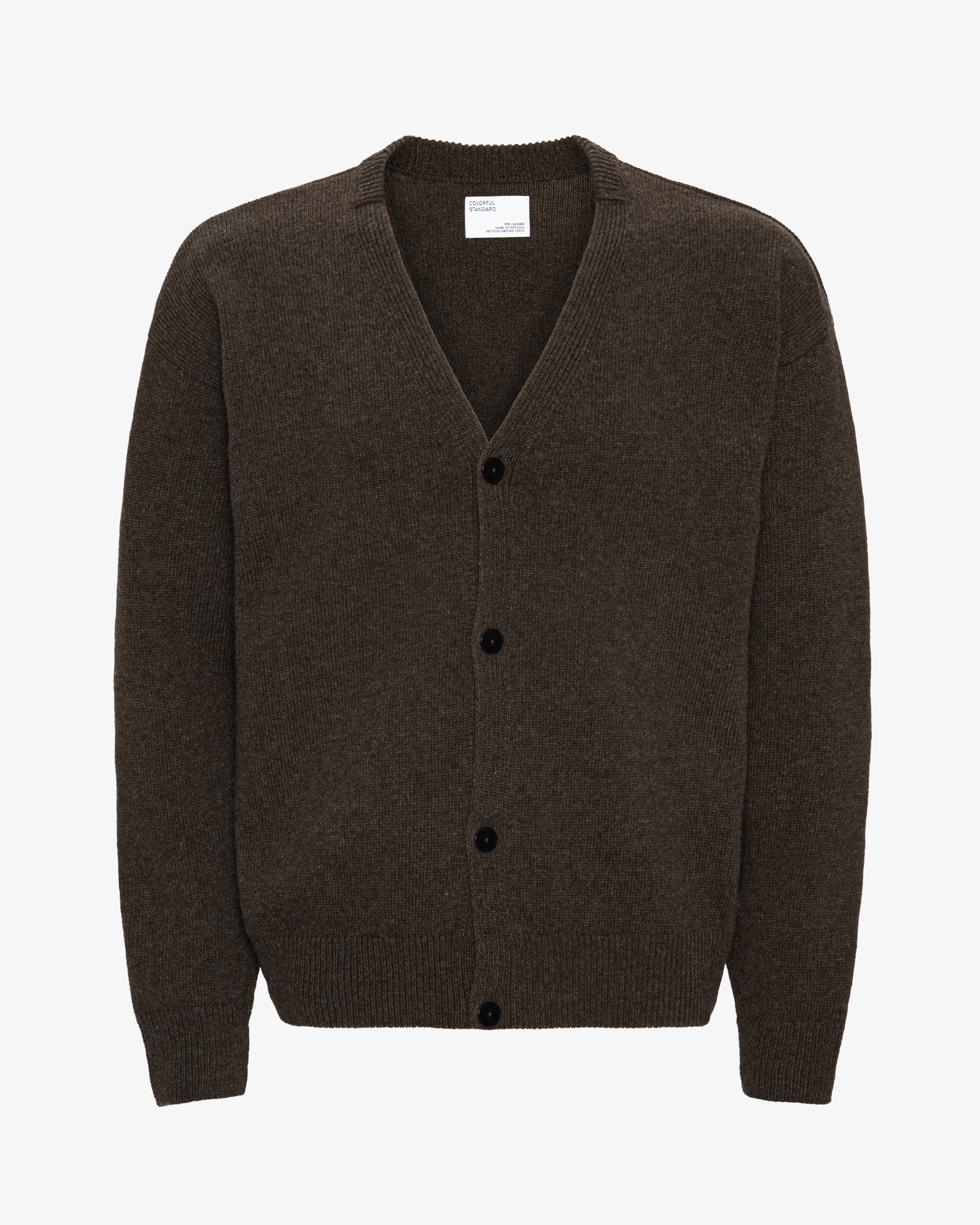 Merino Wool V-Neck Cardigan - Coffee Brown