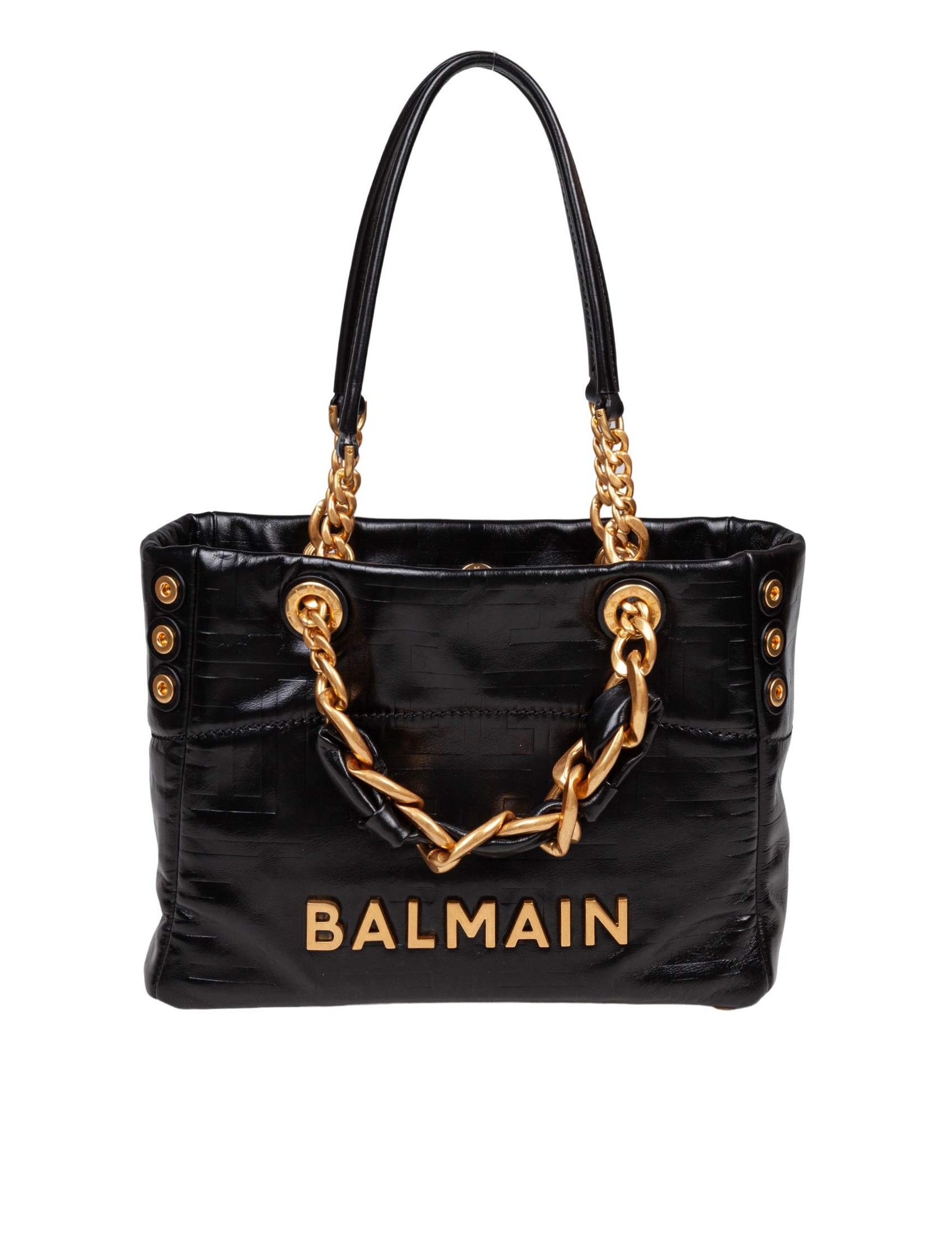 Balmain 1945 Kleine Shopper-tasche Aus Schwarzem Kalbsleder