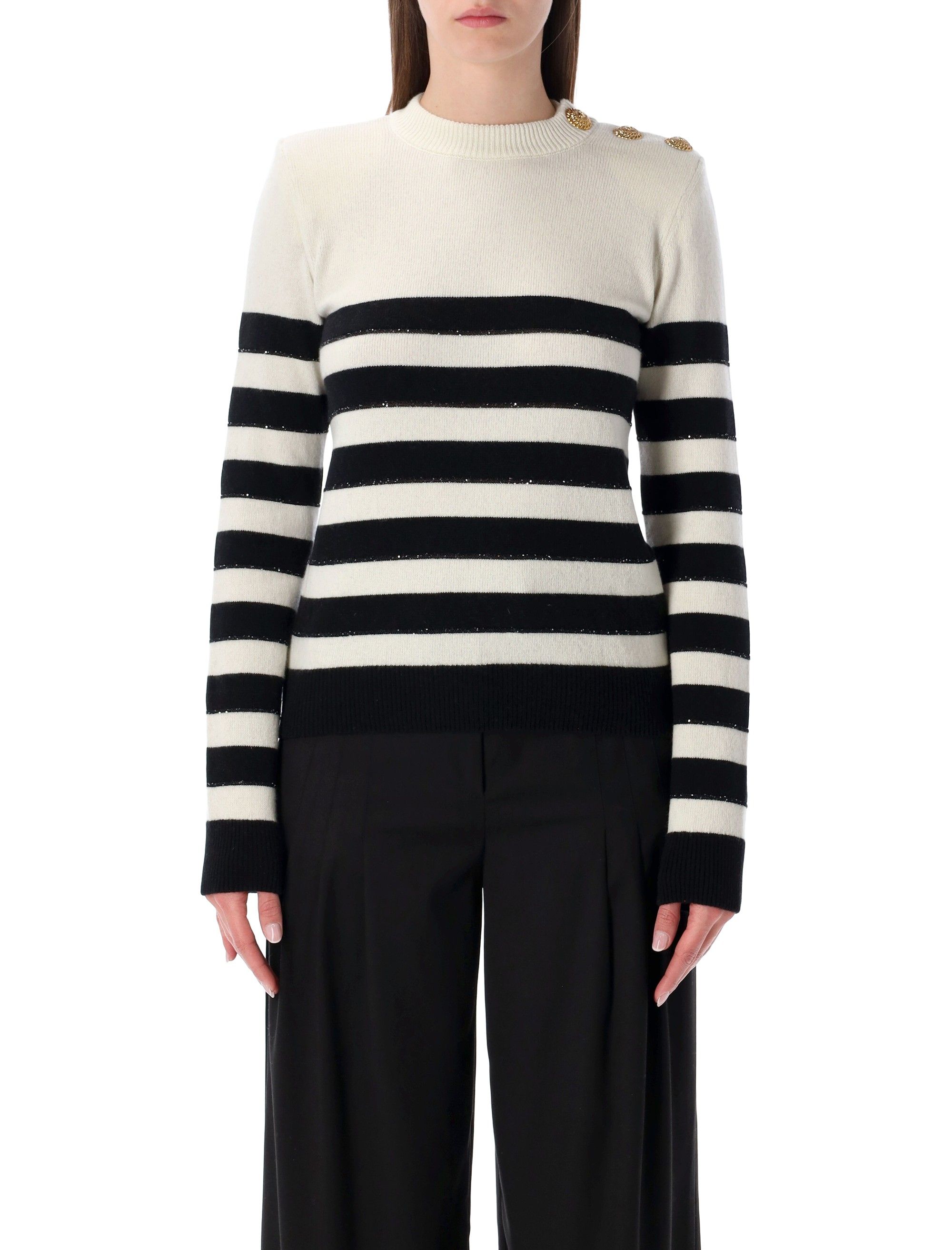 Balmain Gestreifter Cashmere-woll-pullover