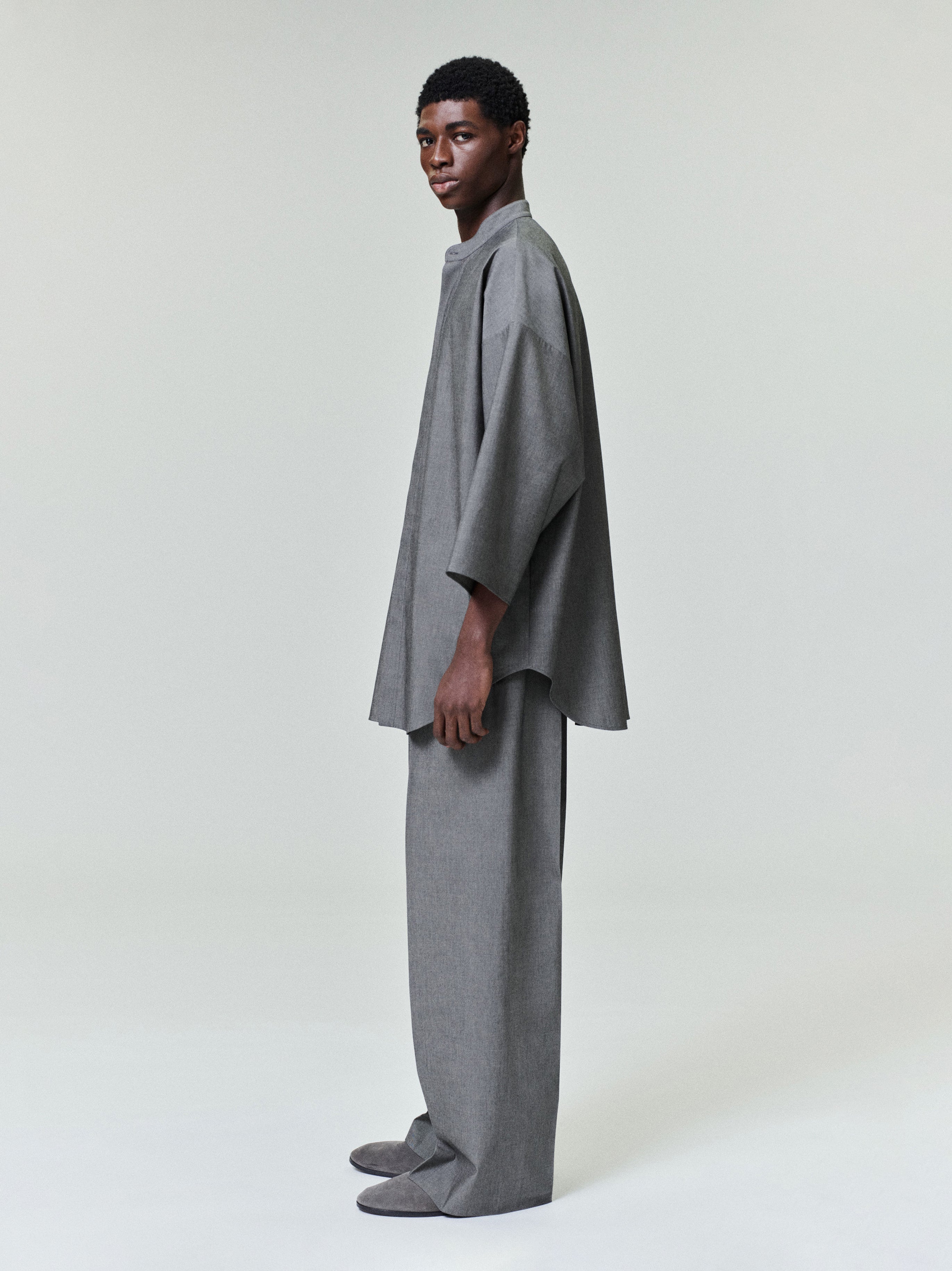 Cotton Wool Oxford Wide Leg Drawstring Pants