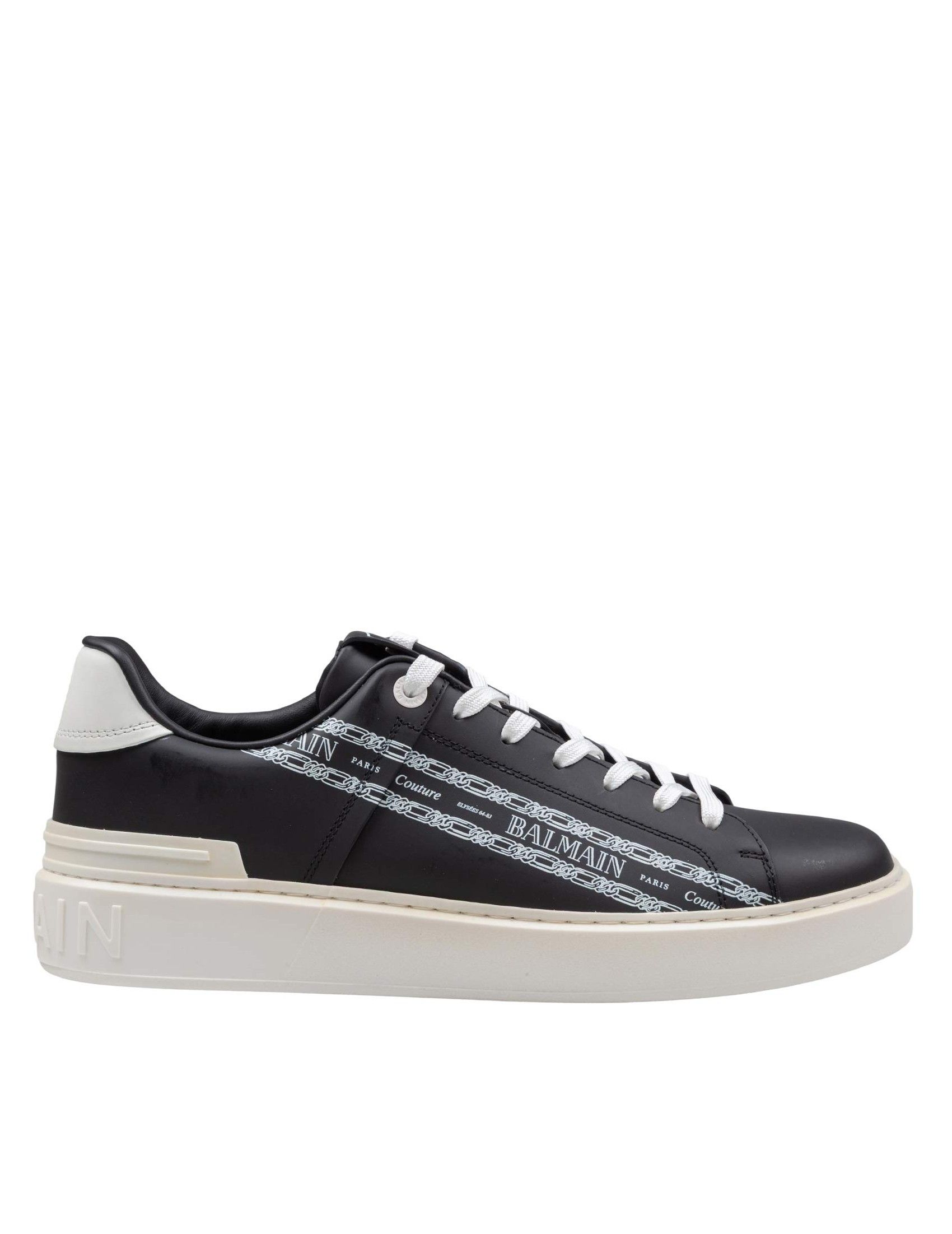 Balmain B-court Schwarze Ledersneaker