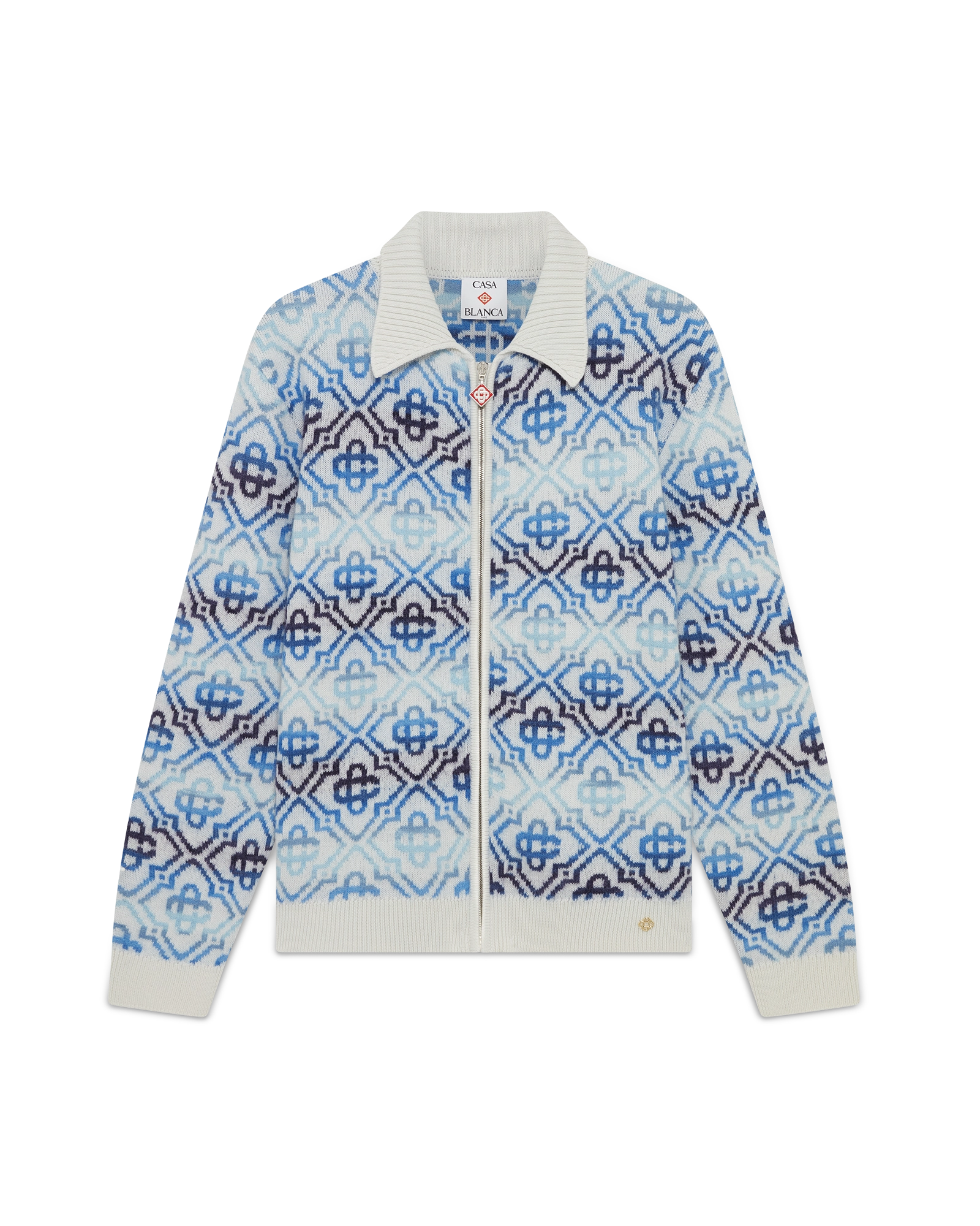 Space Dye Monogram Long Sleeve Merino Cardigan