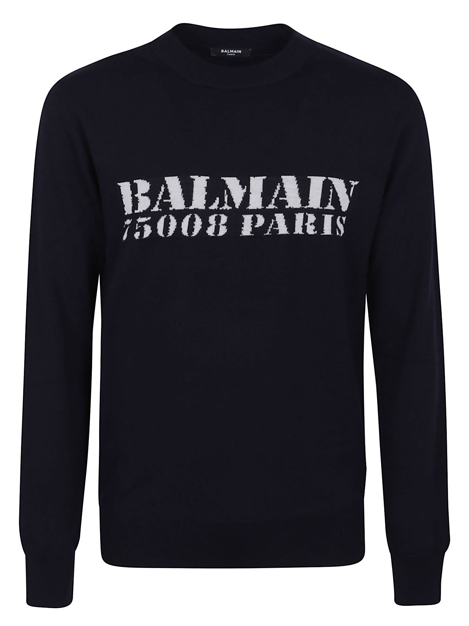 Balmain Blauer Merinowollpullover Für Herren
